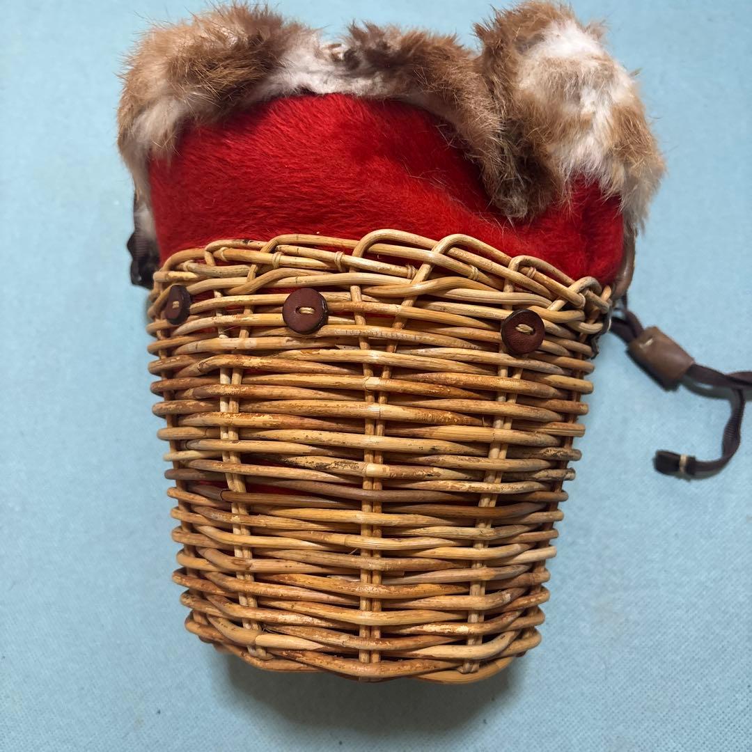 エバゴス ファー付き籐かごバッグ