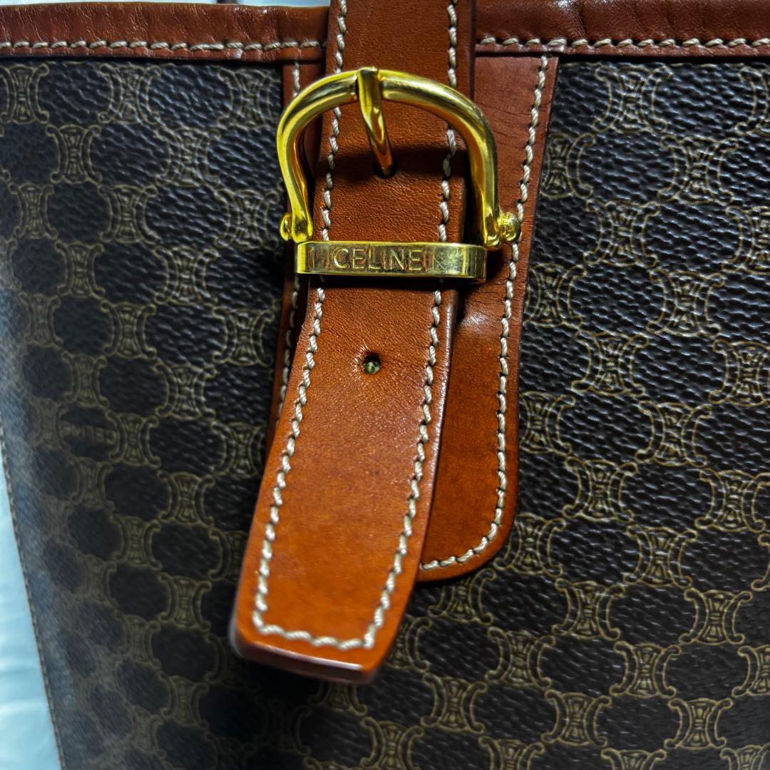 セリーヌ CELINE マカダム柄 トートバッグ バケツ型 オールドセリーヌ