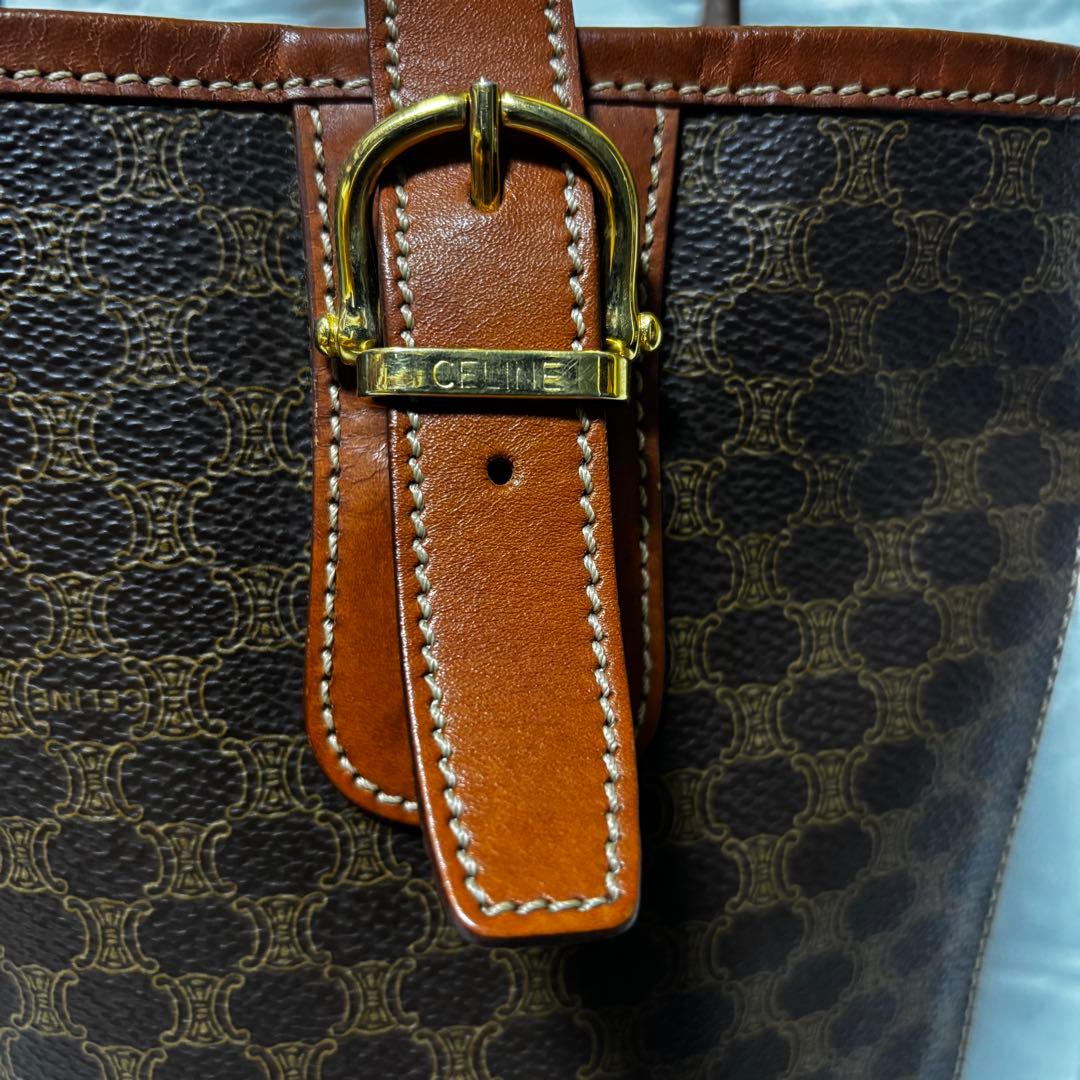 セリーヌ CELINE マカダム柄 トートバッグ バケツ型 オールドセリーヌ