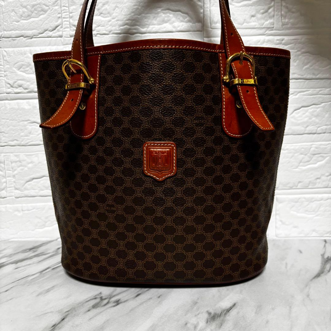 セリーヌ CELINE マカダム柄 トートバッグ バケツ型 オールドセリーヌ