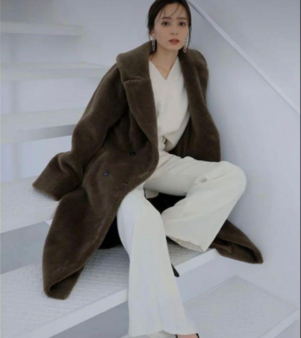 aさま専用　anuans ボア　ウールブレンドロングコート