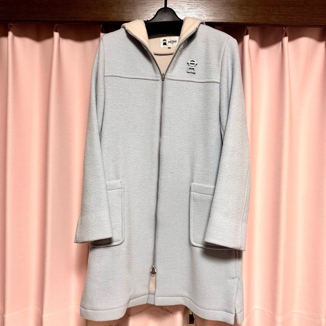 PICONE フード付膝丈ウールコート