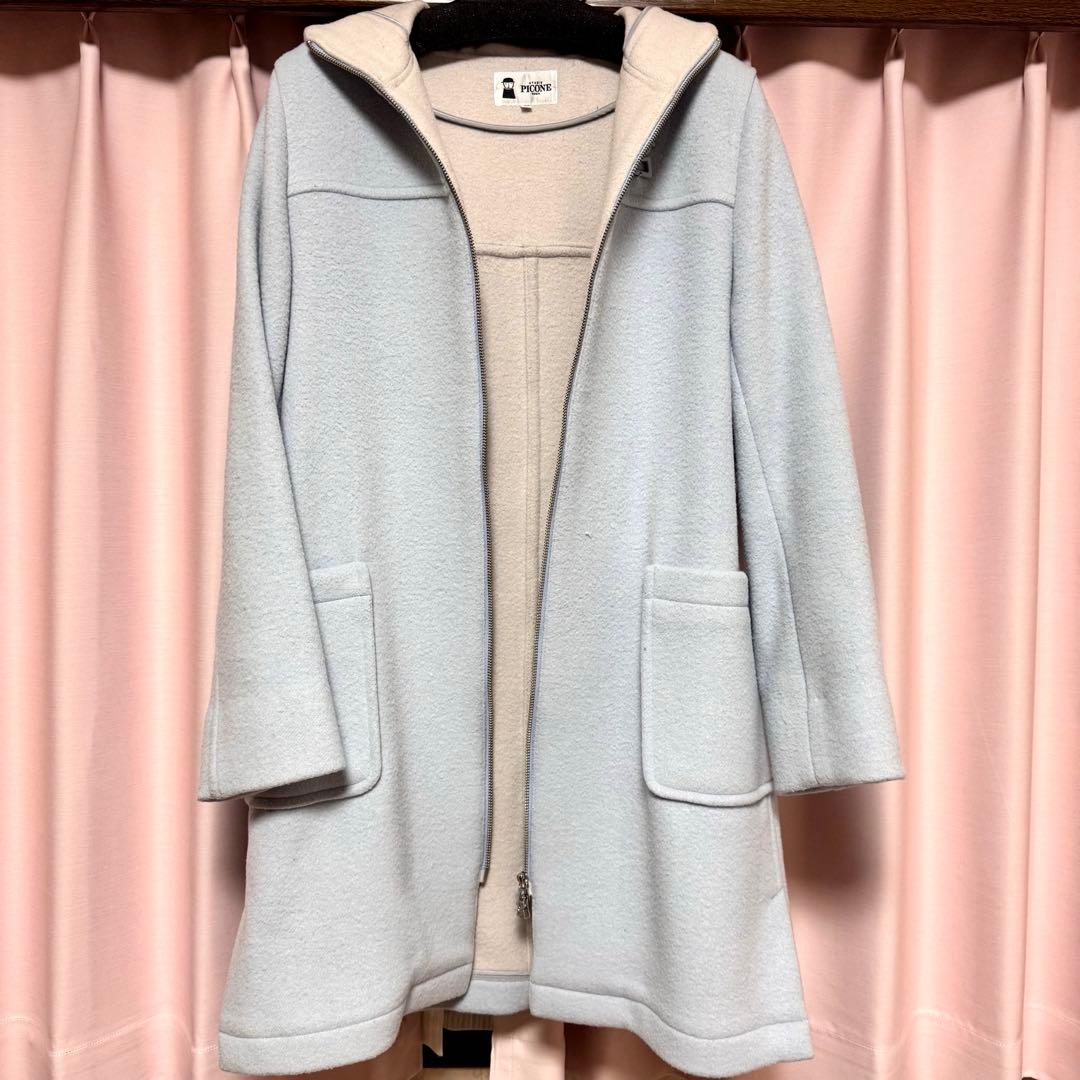 PICONE フード付膝丈ウールコート