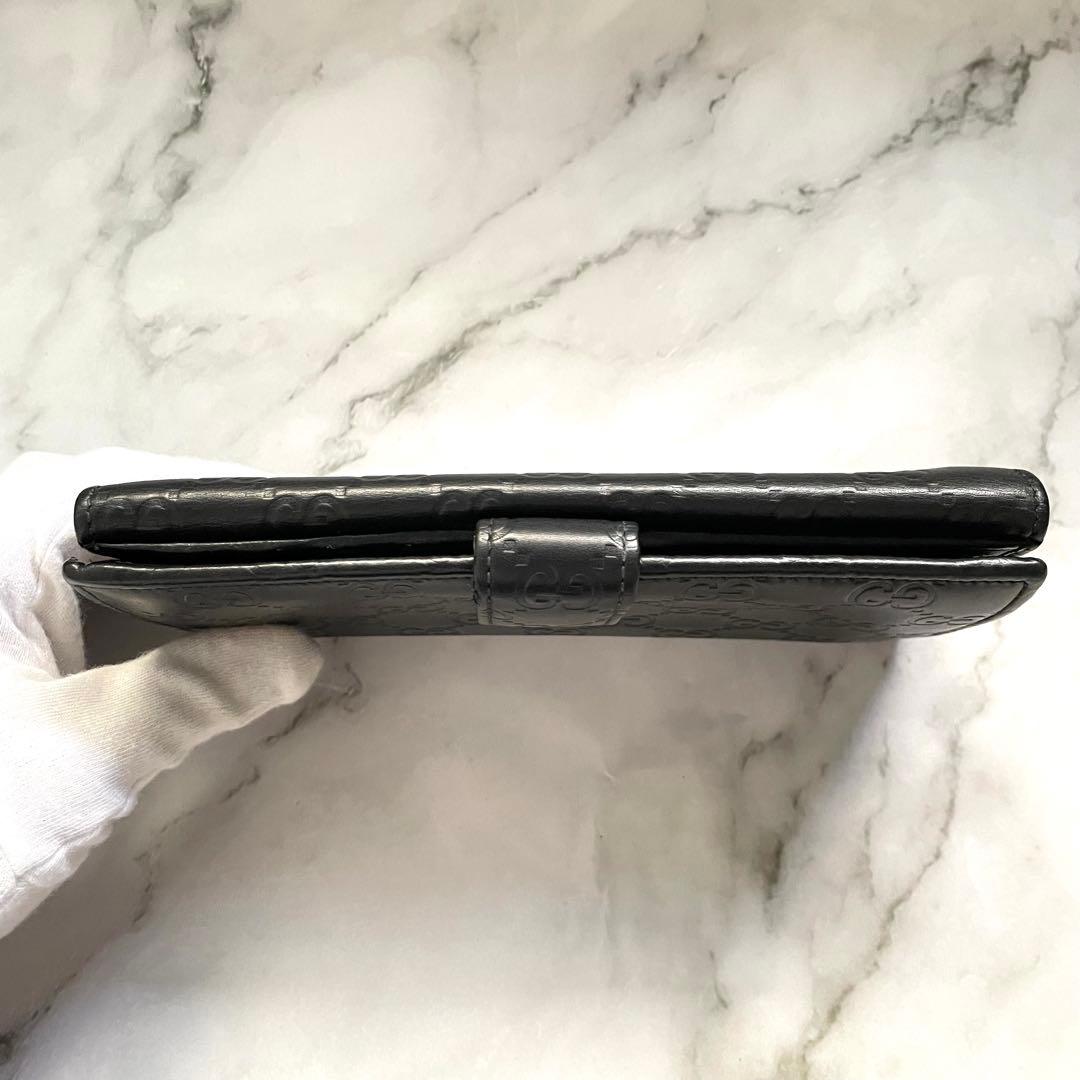 GUCCI グッチ　シマ レザー 長財布　メタルロゴ　wホック　0121-①