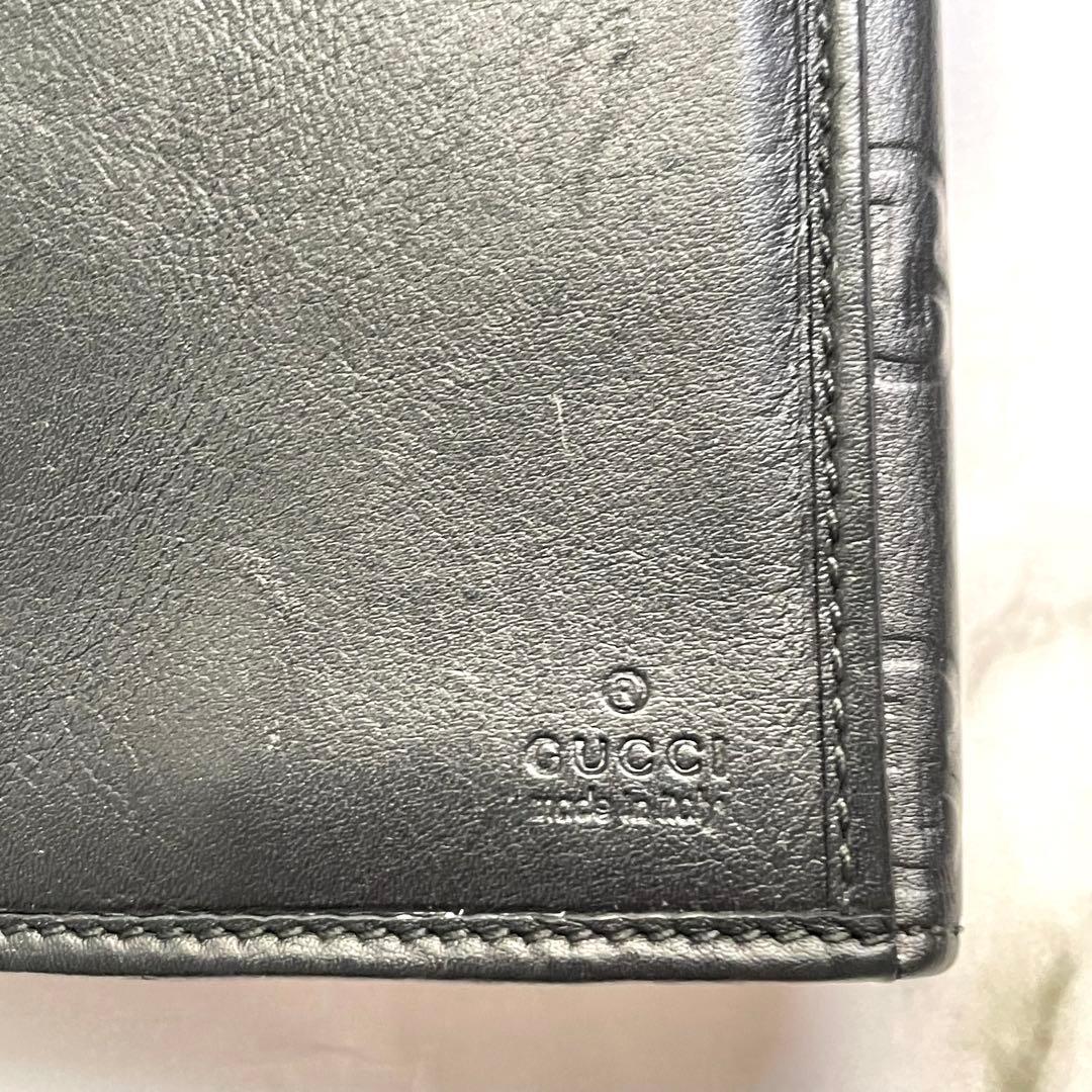 GUCCI グッチ　シマ レザー 長財布　メタルロゴ　wホック　0121-①