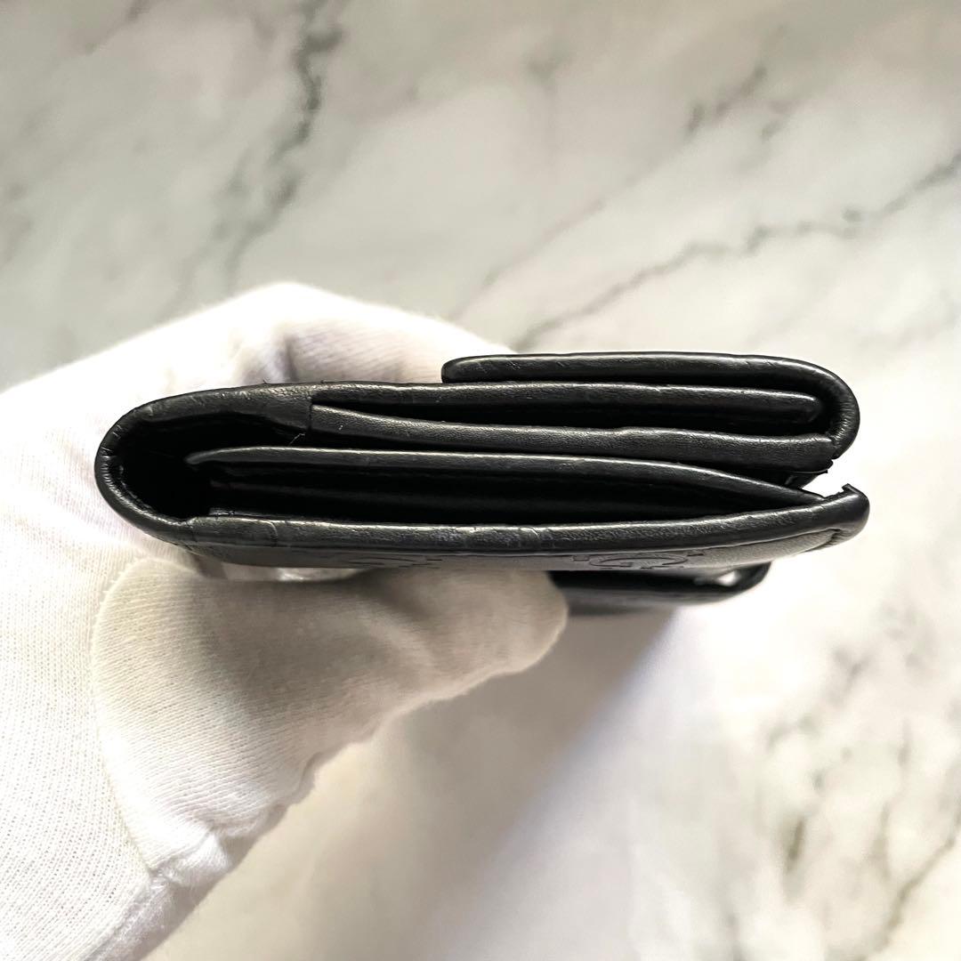 GUCCI グッチ　シマ レザー 長財布　メタルロゴ　wホック　0121-①