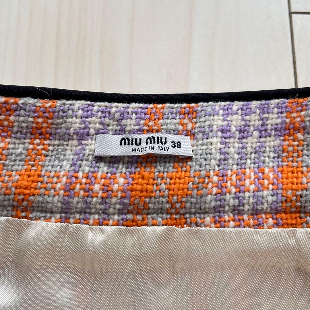 miu miu ミュウミュウ ツイード スタッズ ミニスカート 38