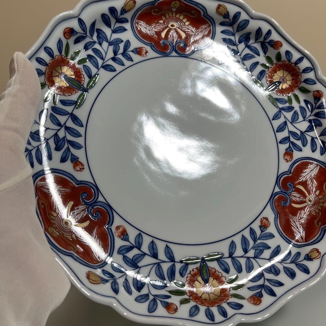 源右衛門　古伊万里風染錦唐花　大皿２枚 22㎝