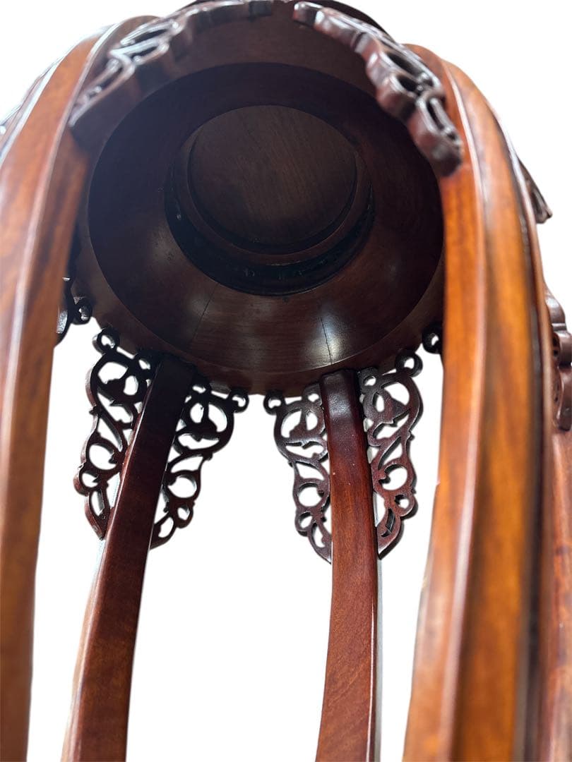 希少品　華道具　唐木　紫檀　ぶどう透かし彫り　飾り台　花台　香炉台　猫脚　盆栽台