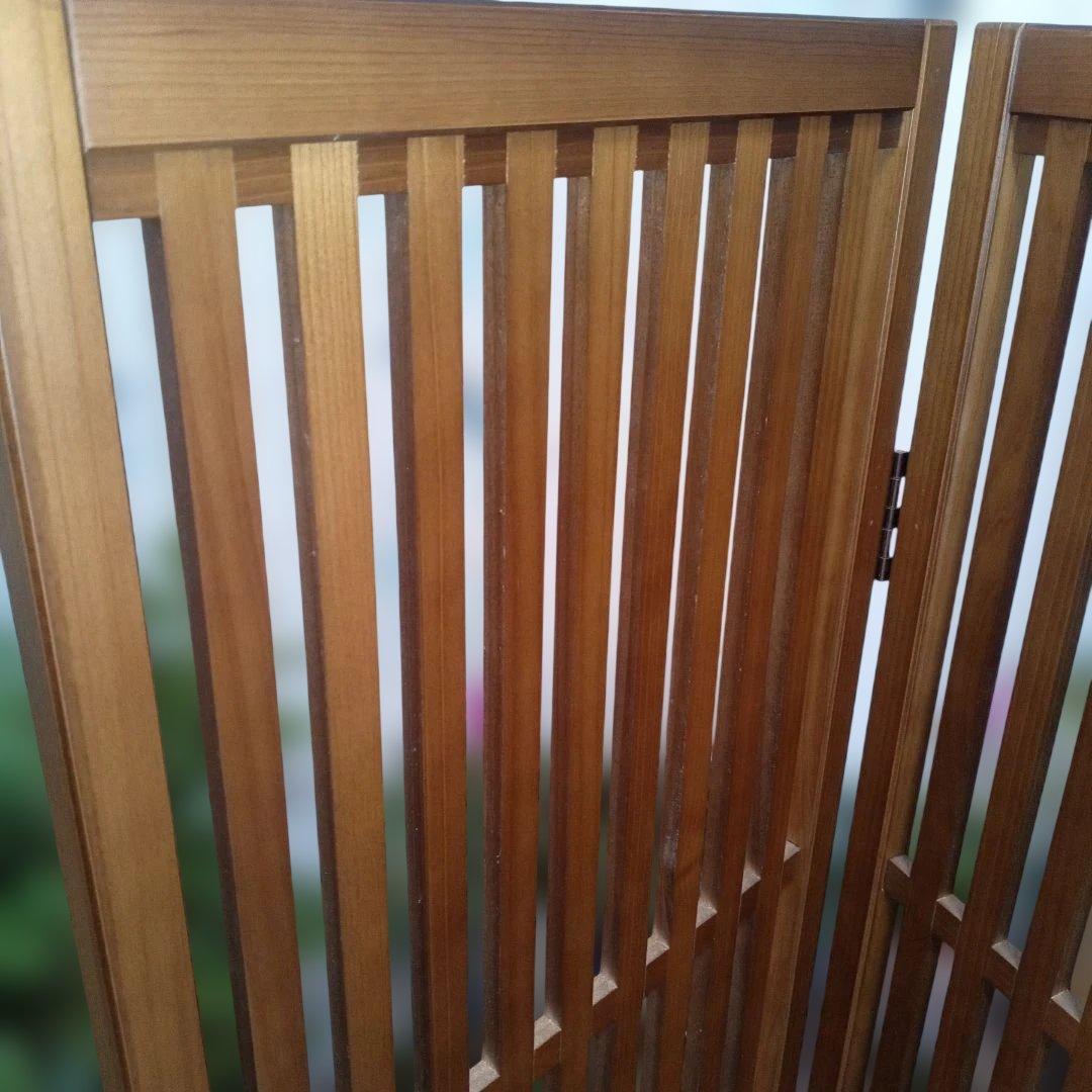 衝立 和風 　秋田杉　パーテーション 4連 格子屏風 和モダン 間仕切り家具