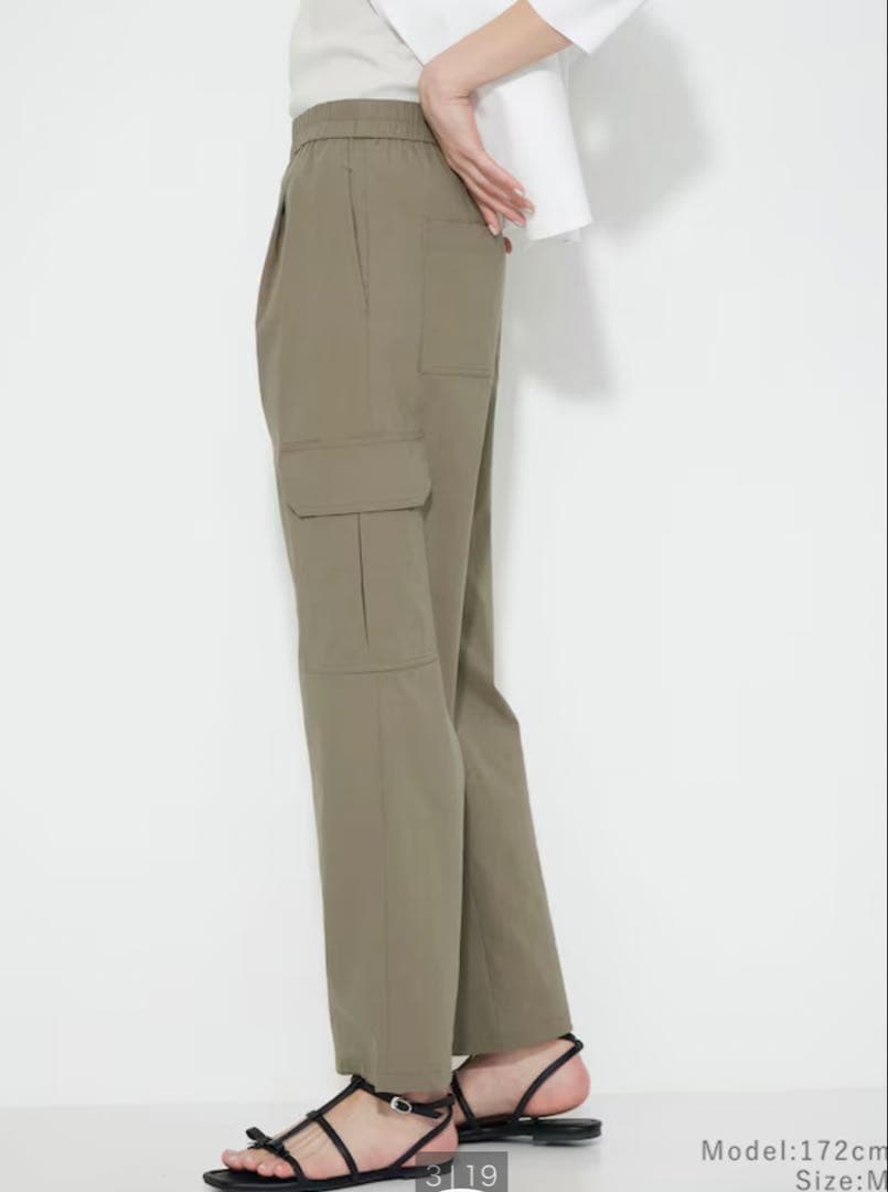 ★PLST ハイストレッチリネンカーゴパンツレディースMサイズ新品★