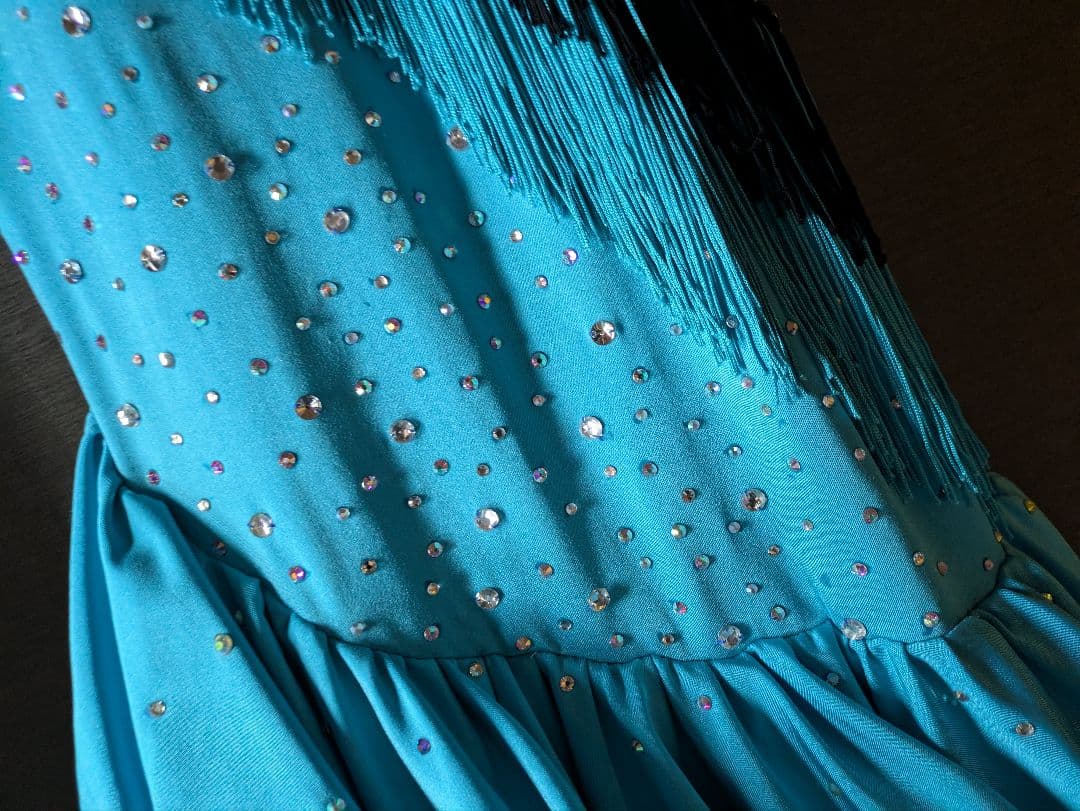 社交ダンスラテンドレス 青と黒Mサイズ