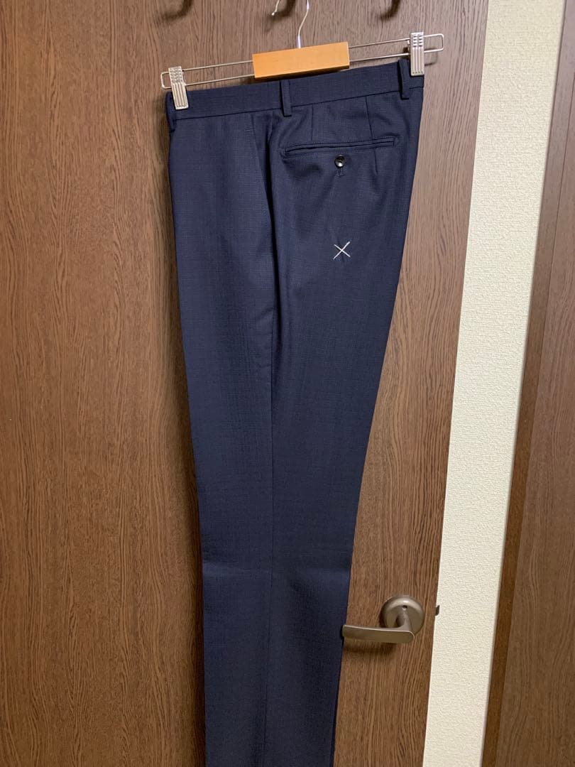 Y6新品未使用！高級ニュージーランドウール100%ネイビーシングルスーツ！