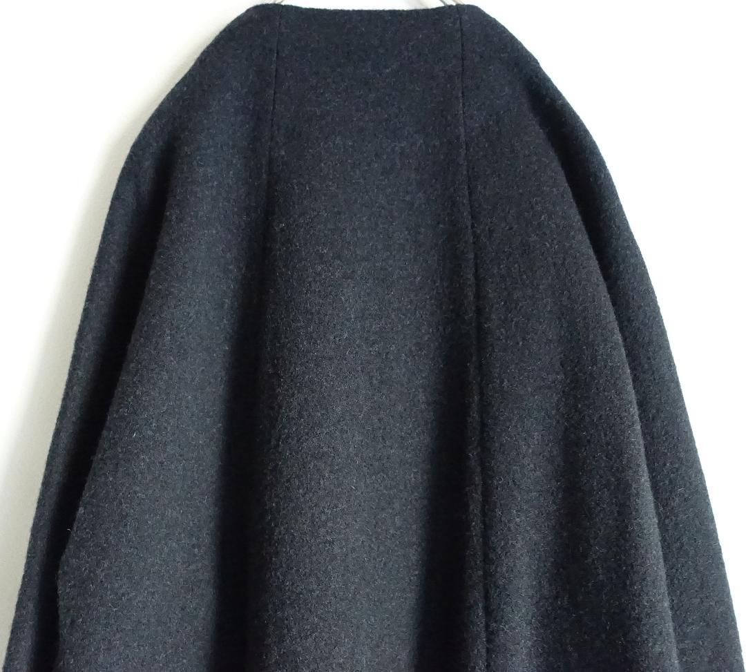 美品evam evaエヴァムエヴァ☆プレスウールショートコート 1 チャコール