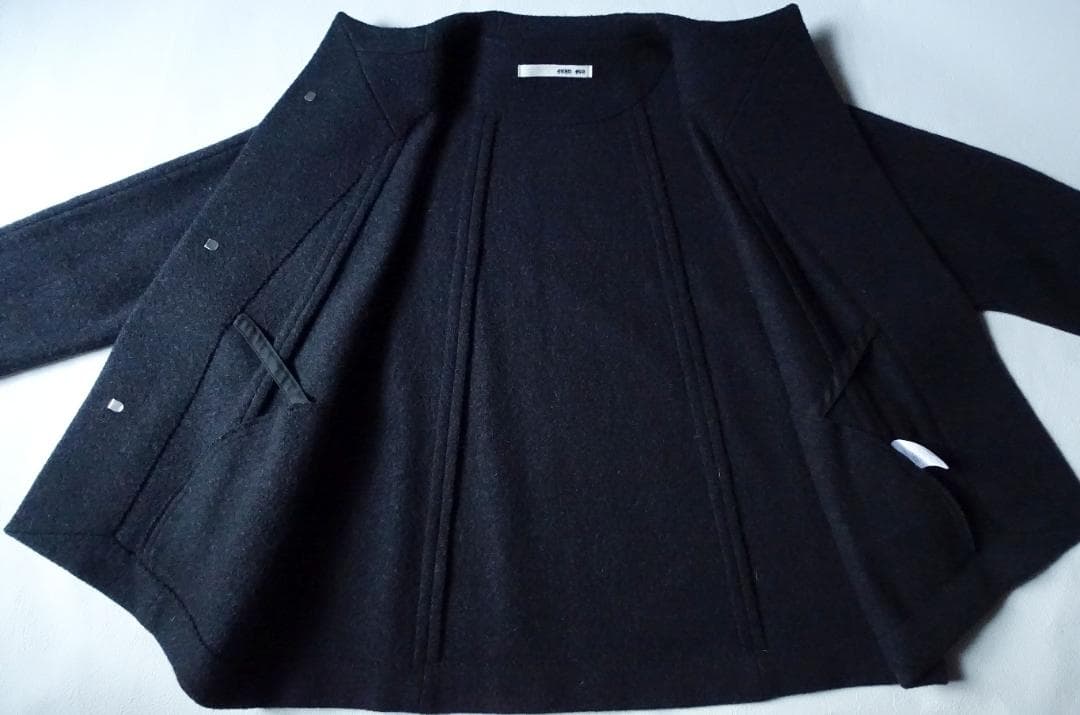 美品evam evaエヴァムエヴァ☆プレスウールショートコート 1 チャコール