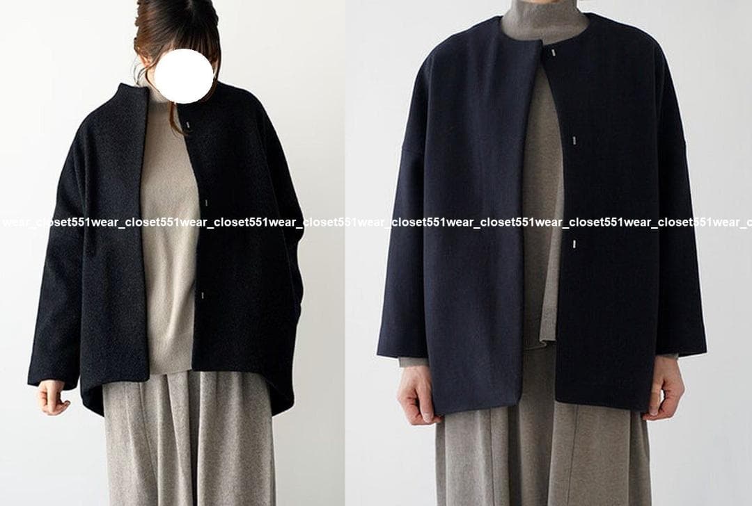 美品evam evaエヴァムエヴァ☆プレスウールショートコート 1 チャコール