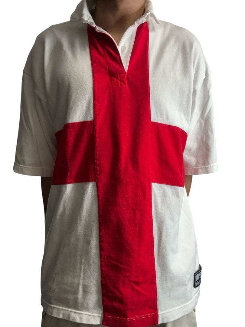 トップス red cross design big polo shirt