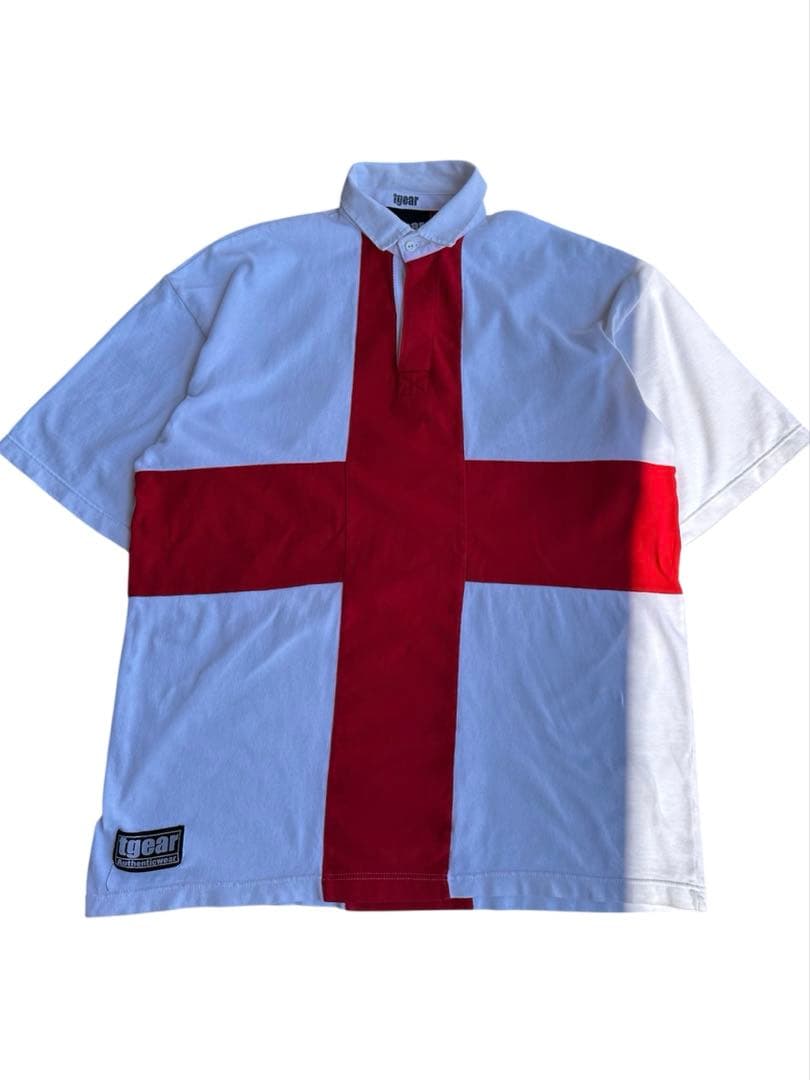 トップス red cross design big polo shirt