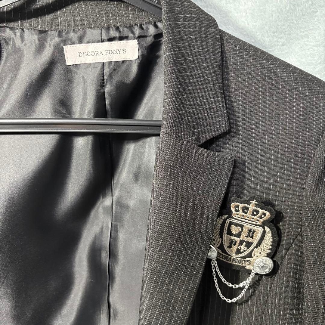 極美品✨デコラピンキーズ　卒服　170A 女の子　黒 ストライプ　５点セット