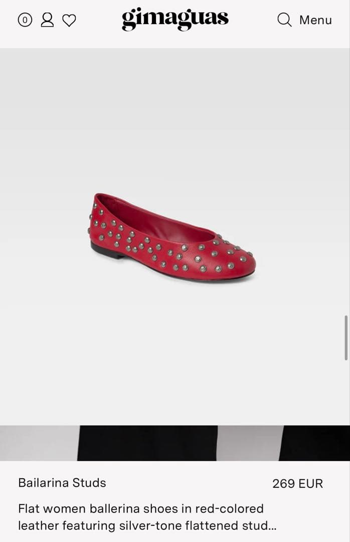 Gimaguas ギマガス　バレリーナシューズ 赤 レザー スタッズ 37