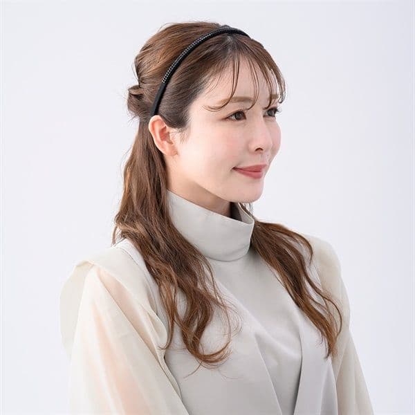 新品COMPLEX BIZ クリスタルメッシュヘアバンド カチューシャ ブラック