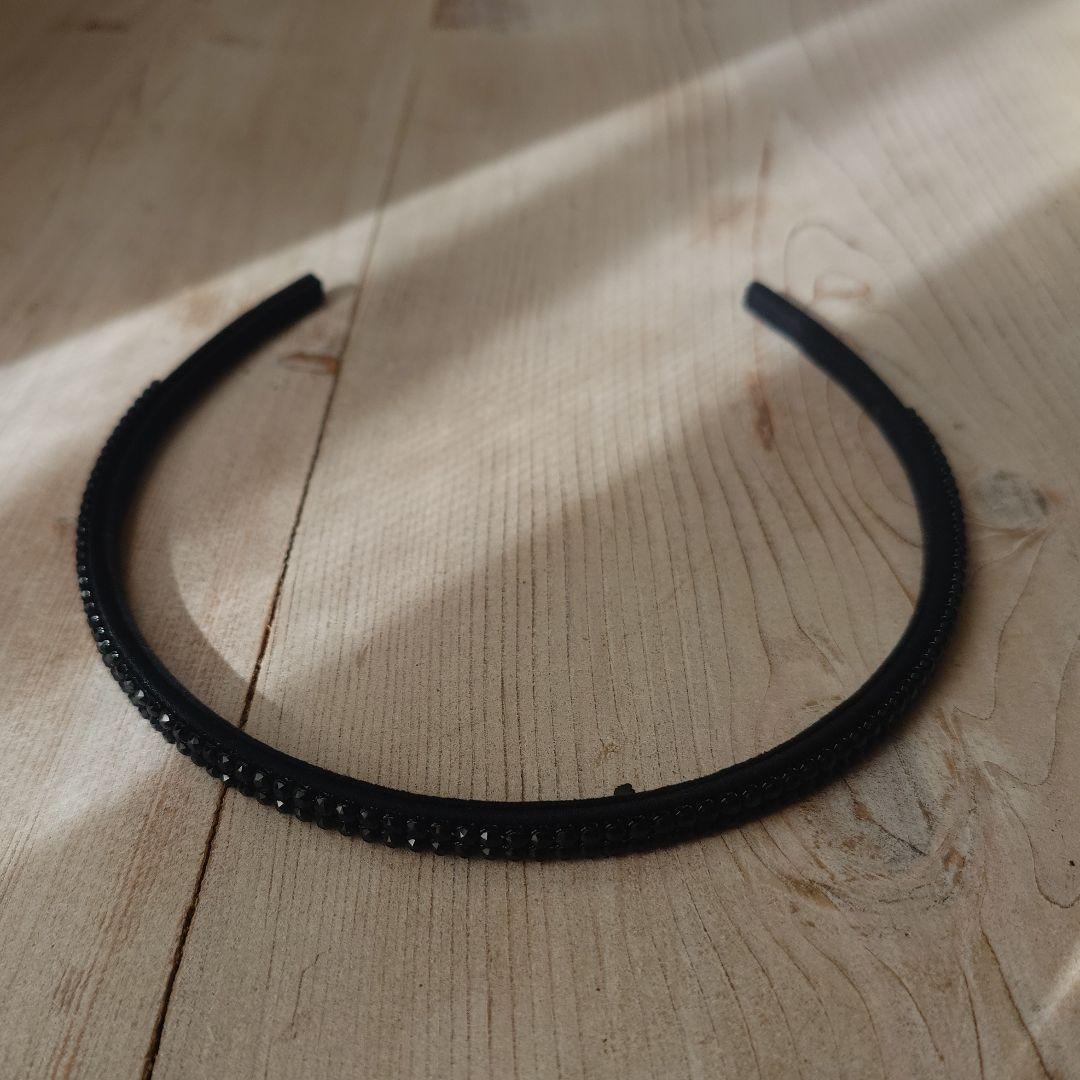 新品COMPLEX BIZ クリスタルメッシュヘアバンド カチューシャ ブラック