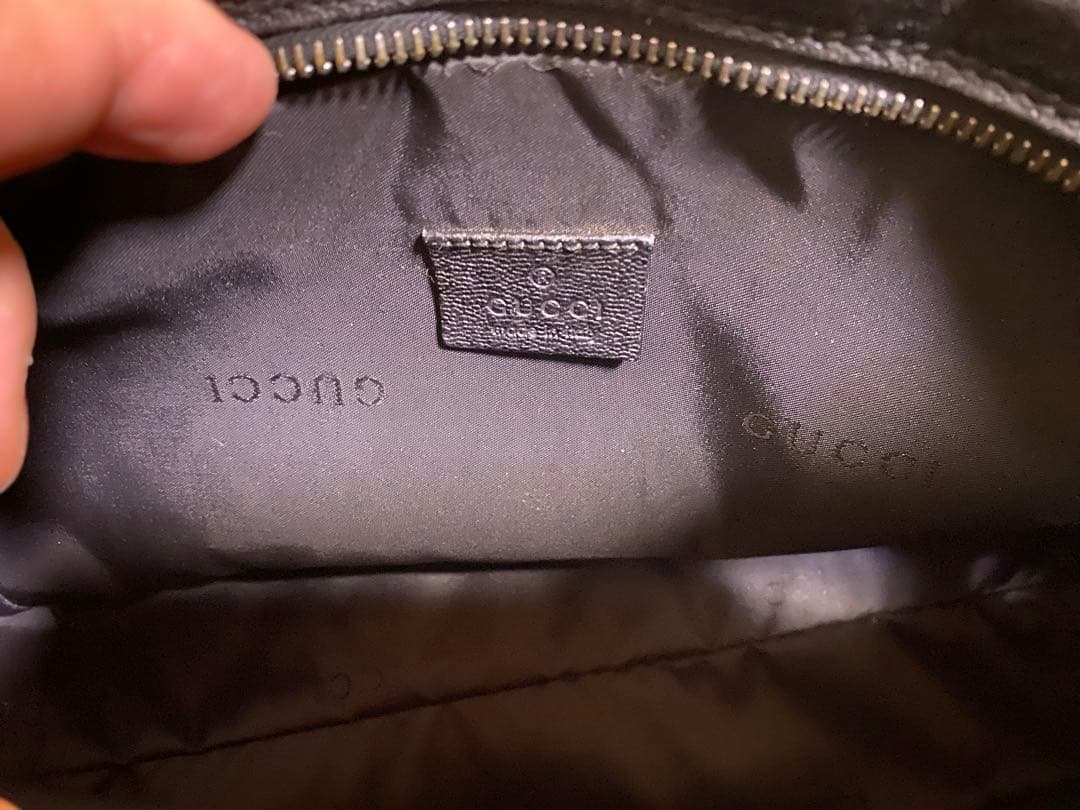 s*i様 GUCCI グッチ ブラック レザー ポーチ セカンドバッグ