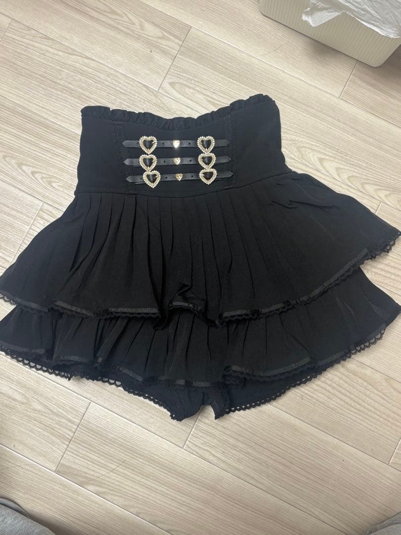 リズリサ LIZ　LISA ダブル消しプリーツスカパン ブラック