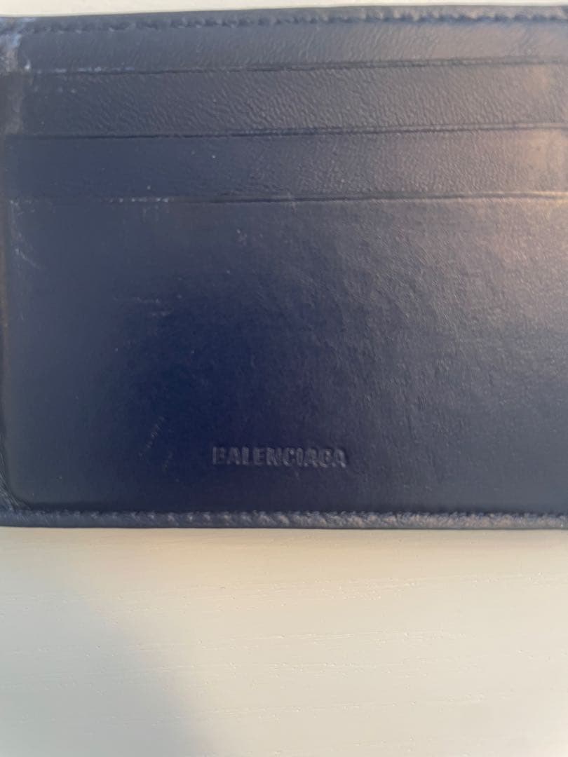 BALENCIAGA ネイビー レザー マネークリップ