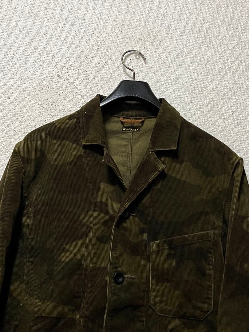 キャピタル　コーデュロイカバーオール　/3　ダークブラウン　迷彩　カモフラ柄