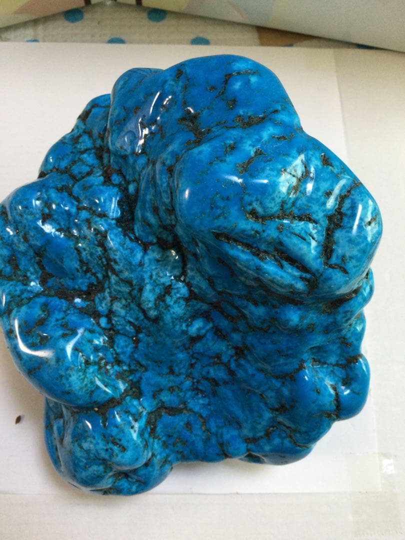 ターコイズトルコ石原石磨き石　水晶　観賞石