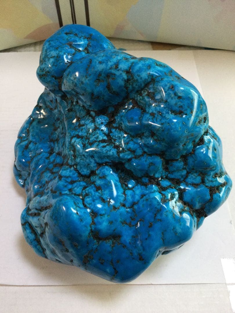 ターコイズトルコ石原石磨き石　水晶　観賞石