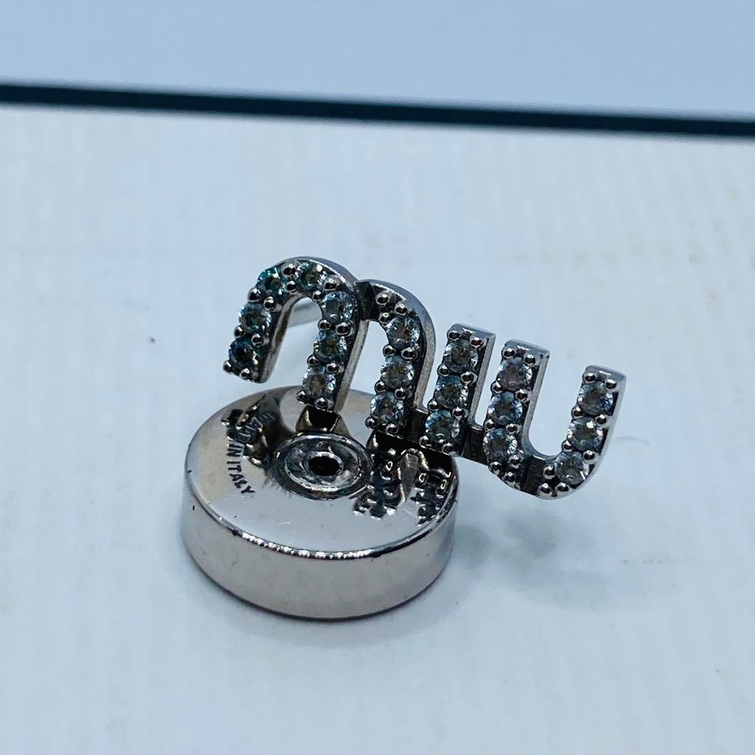 極美品✨ miumiu ミュウミュウ ピアス 両耳 ストーン シルバー