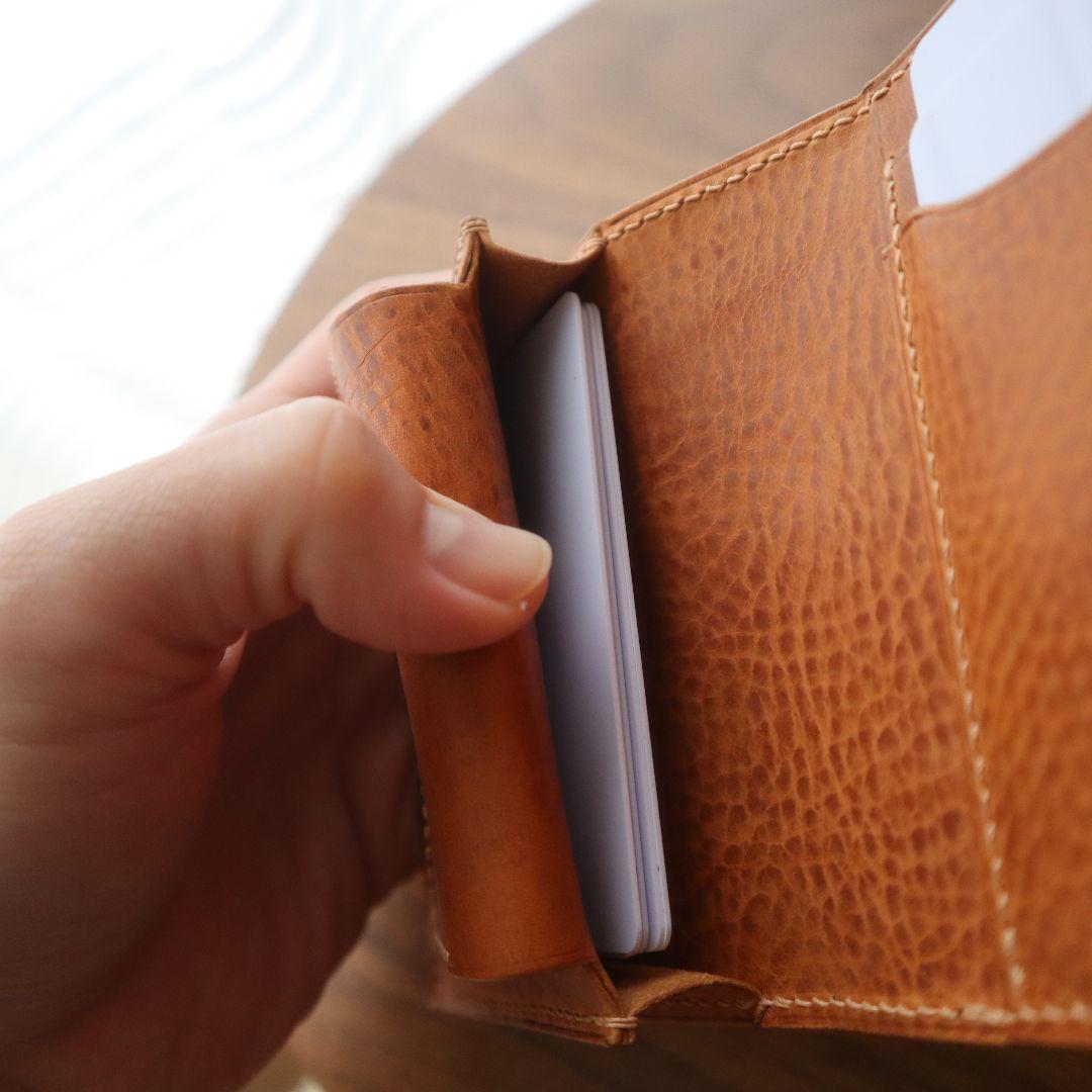 【イタリアンレザー】お札が折れない三つ折り財布　フルハンドメイド