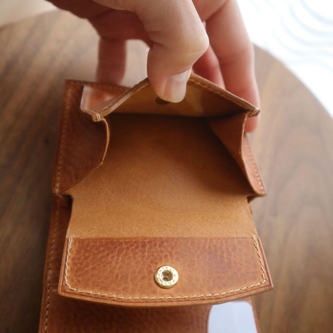 【イタリアンレザー】お札が折れない三つ折り財布　フルハンドメイド