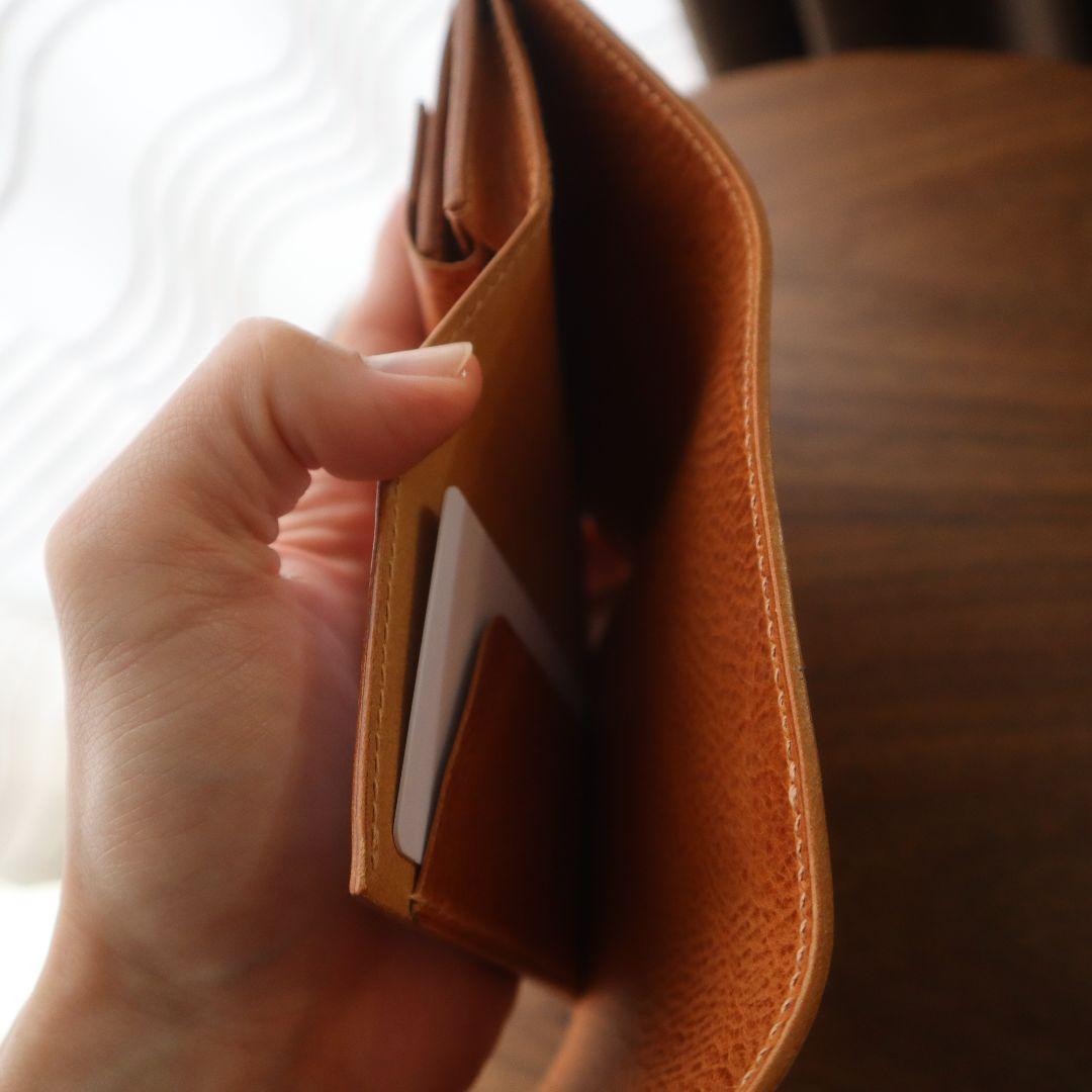 【イタリアンレザー】お札が折れない三つ折り財布　フルハンドメイド