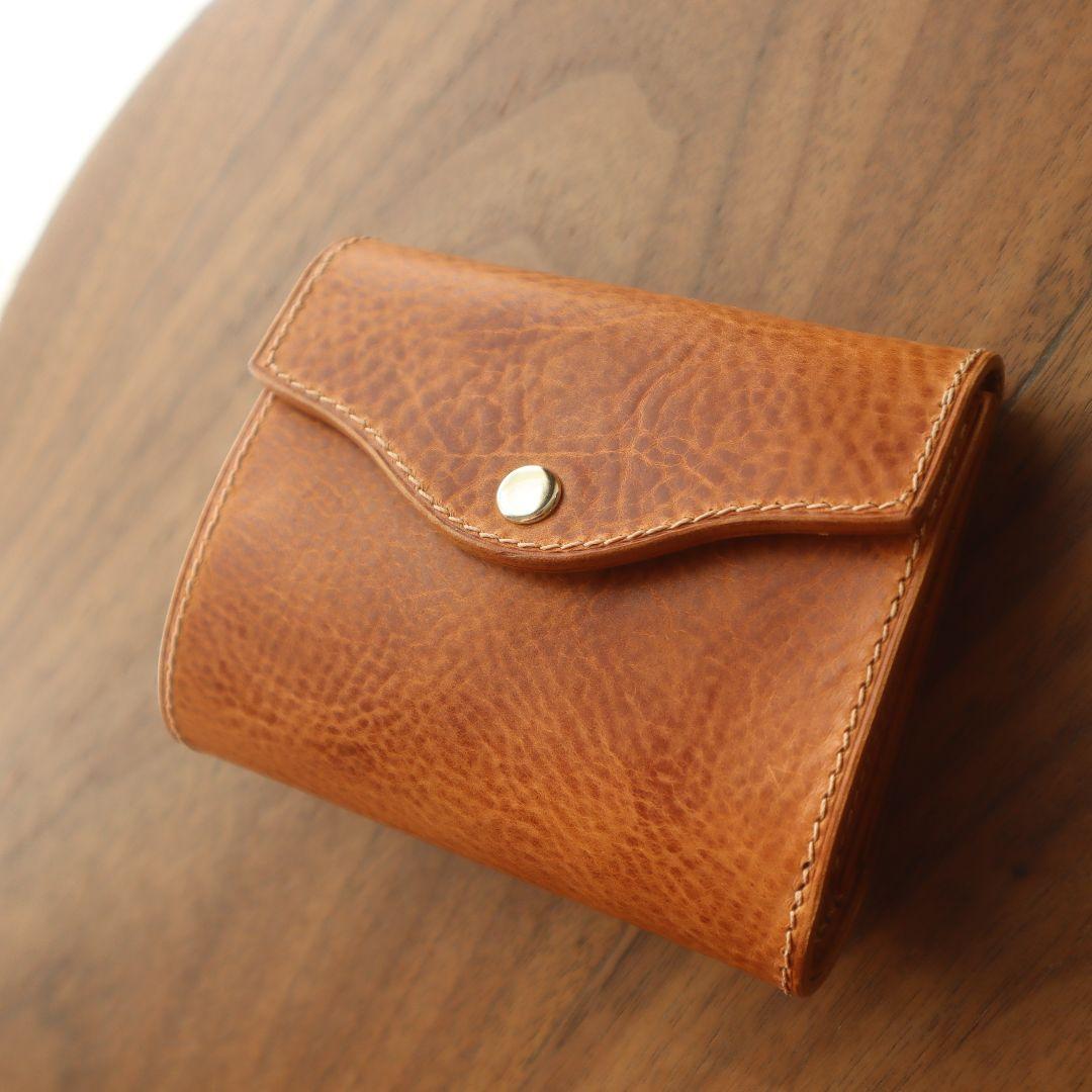 【イタリアンレザー】お札が折れない三つ折り財布　フルハンドメイド