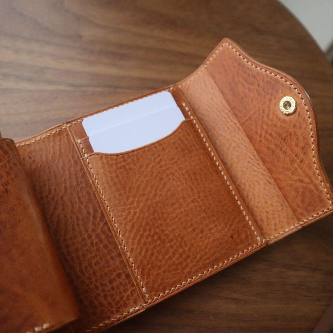 【イタリアンレザー】お札が折れない三つ折り財布　フルハンドメイド