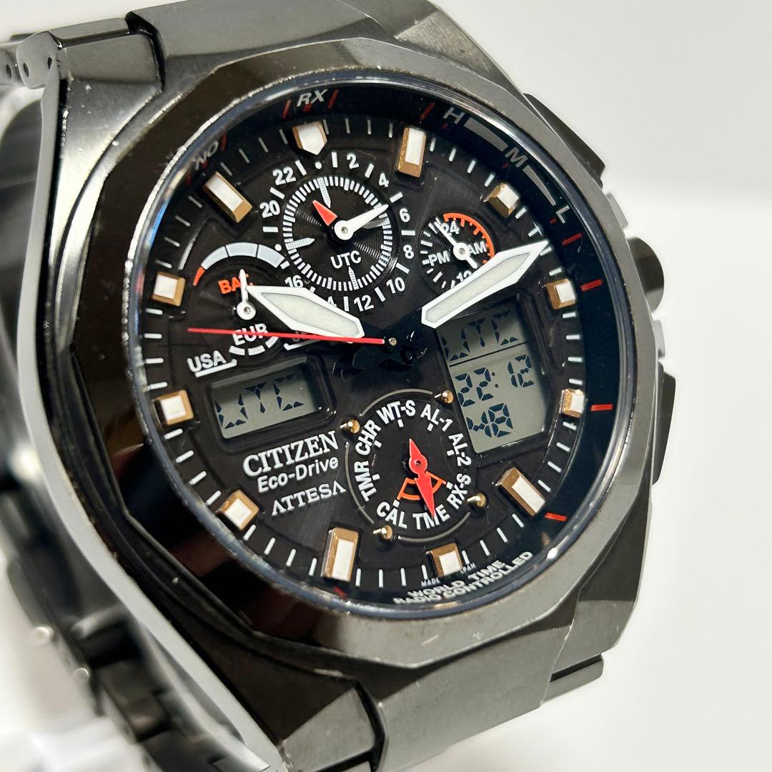 稼働 シチズン アテッサ エコドライブ チタン 20周年限定 ジェットセッター