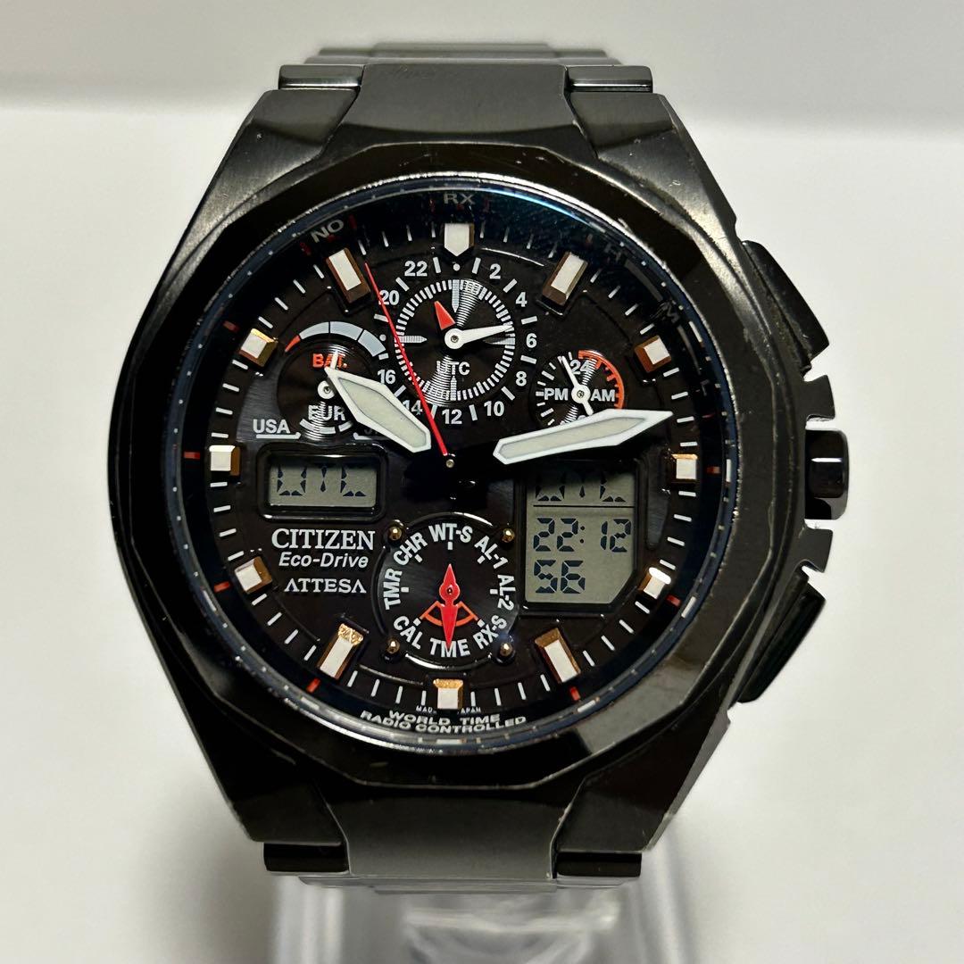 稼働 シチズン アテッサ エコドライブ チタン 20周年限定 ジェットセッター