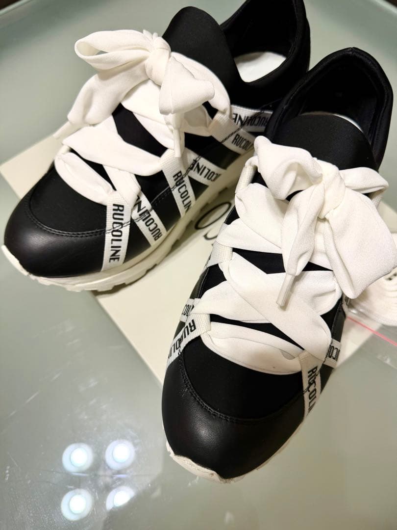 RUCOLINE リボン付きスニーカー ブラック/ホワイト