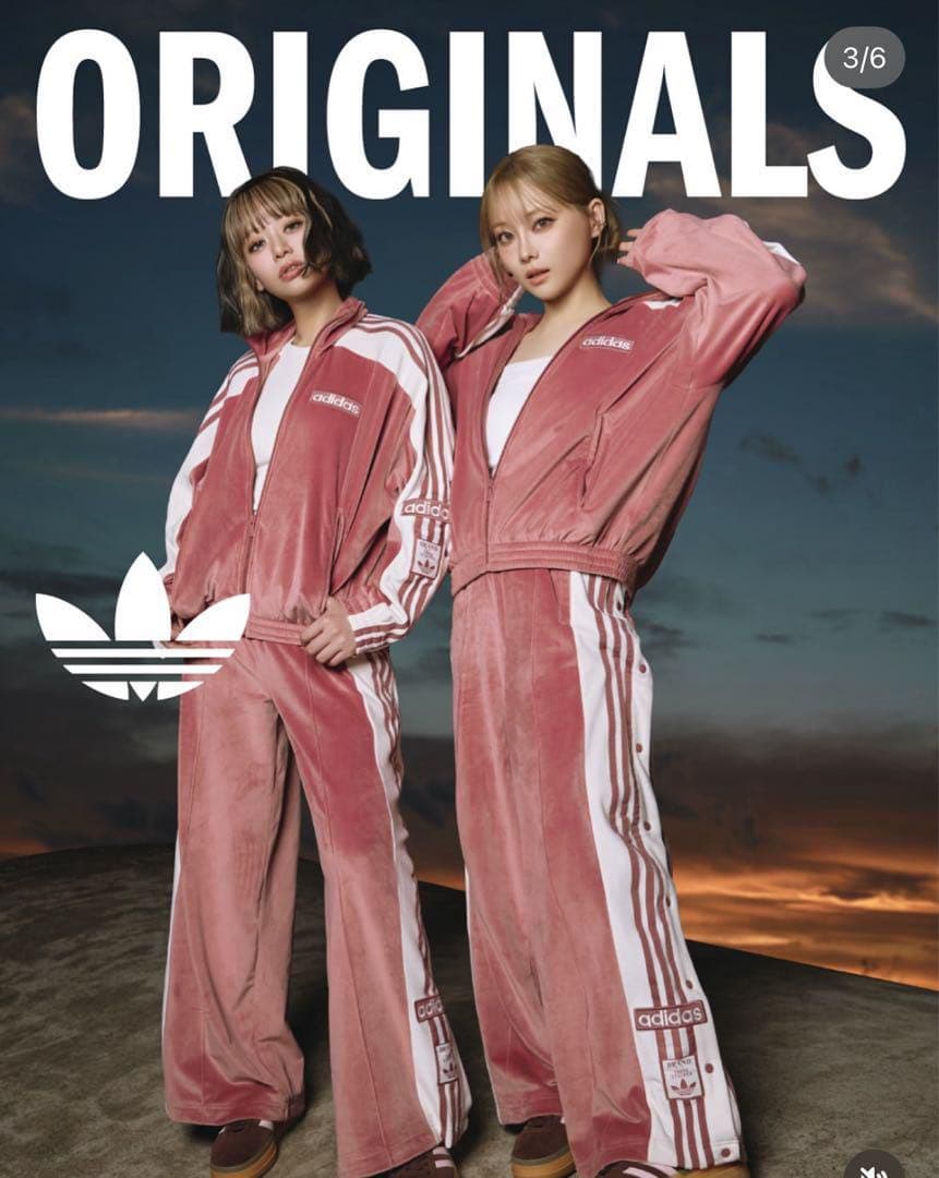 adidas w adibreak velour tt pink M 上下セット