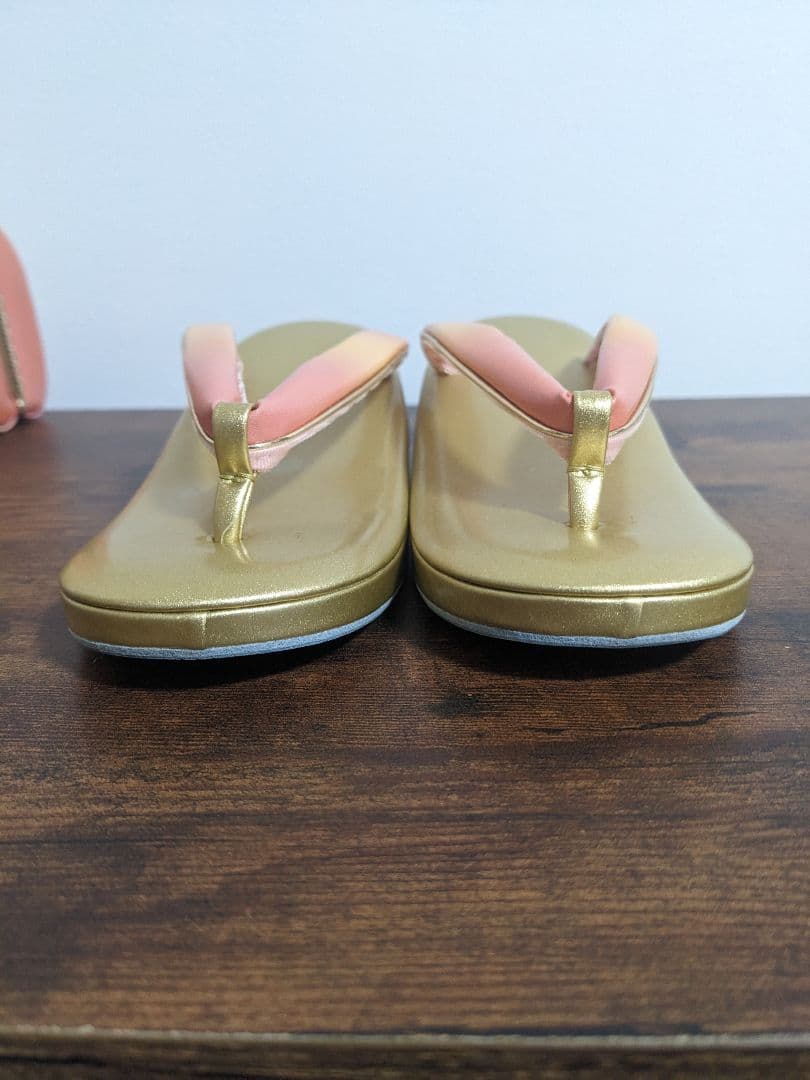 和装用 草履とバッグセット 花柄 パステルカラー ゴールド ピンク 山庄