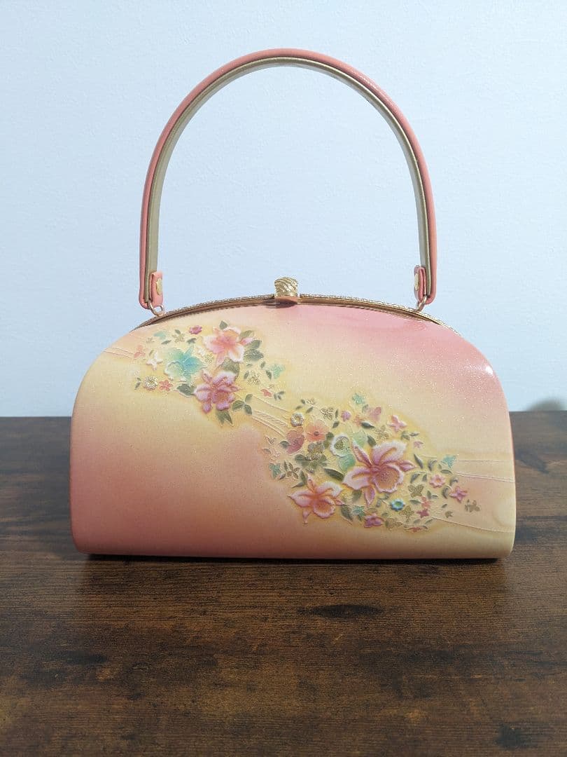 和装用 草履とバッグセット 花柄 パステルカラー ゴールド ピンク 山庄