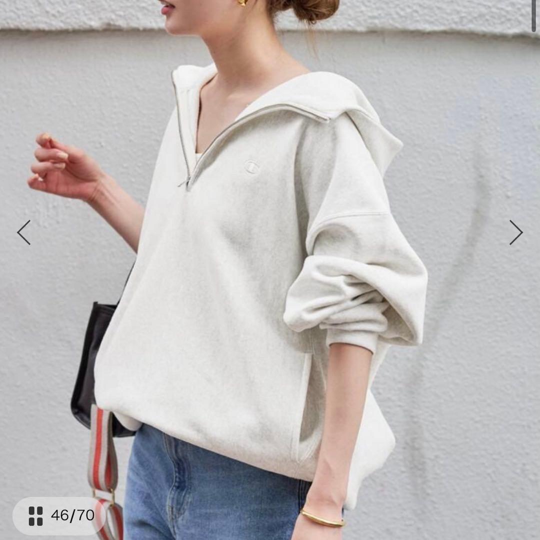 新品◎Champion 別注 フードハーフジップドロストプルオーバー