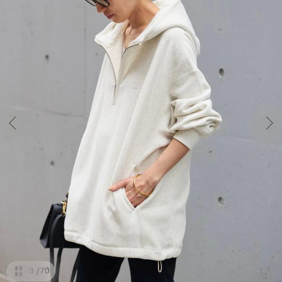 新品◎Champion 別注 フードハーフジップドロストプルオーバー