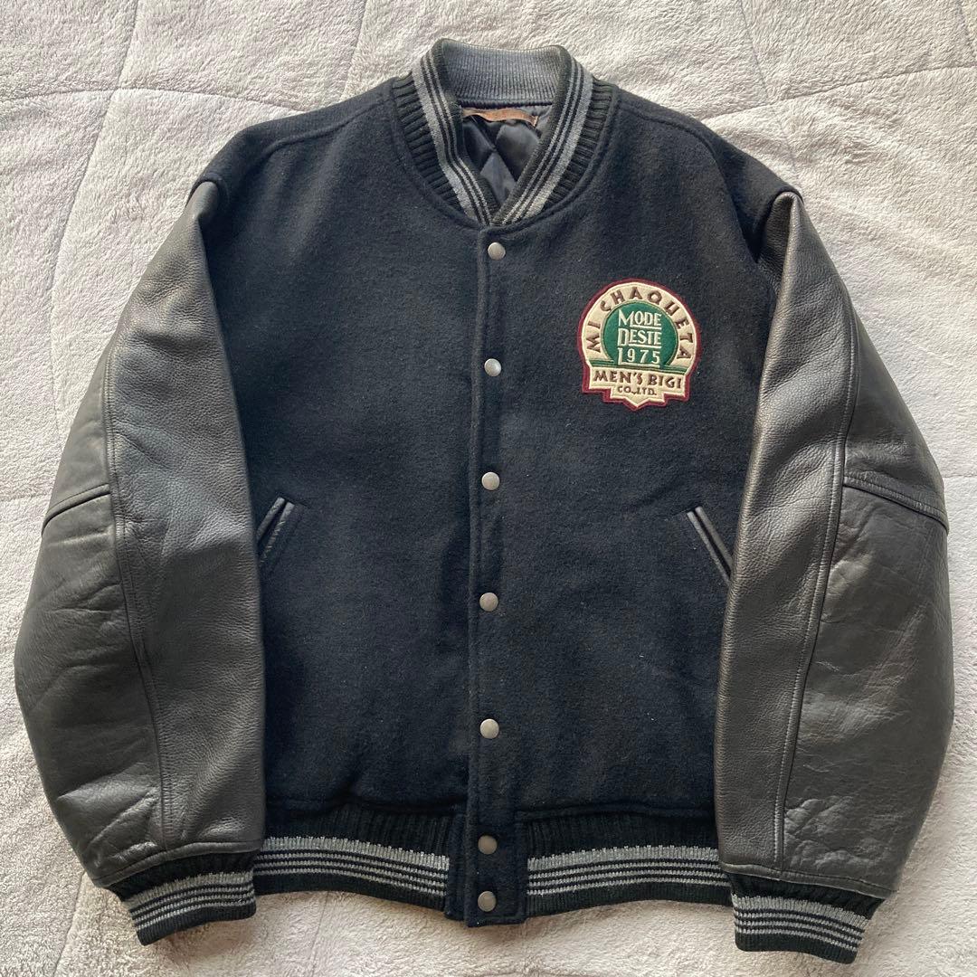 希少XLサイズ　美品　80s MEN’S BIGI 袖レザー　スタジャン