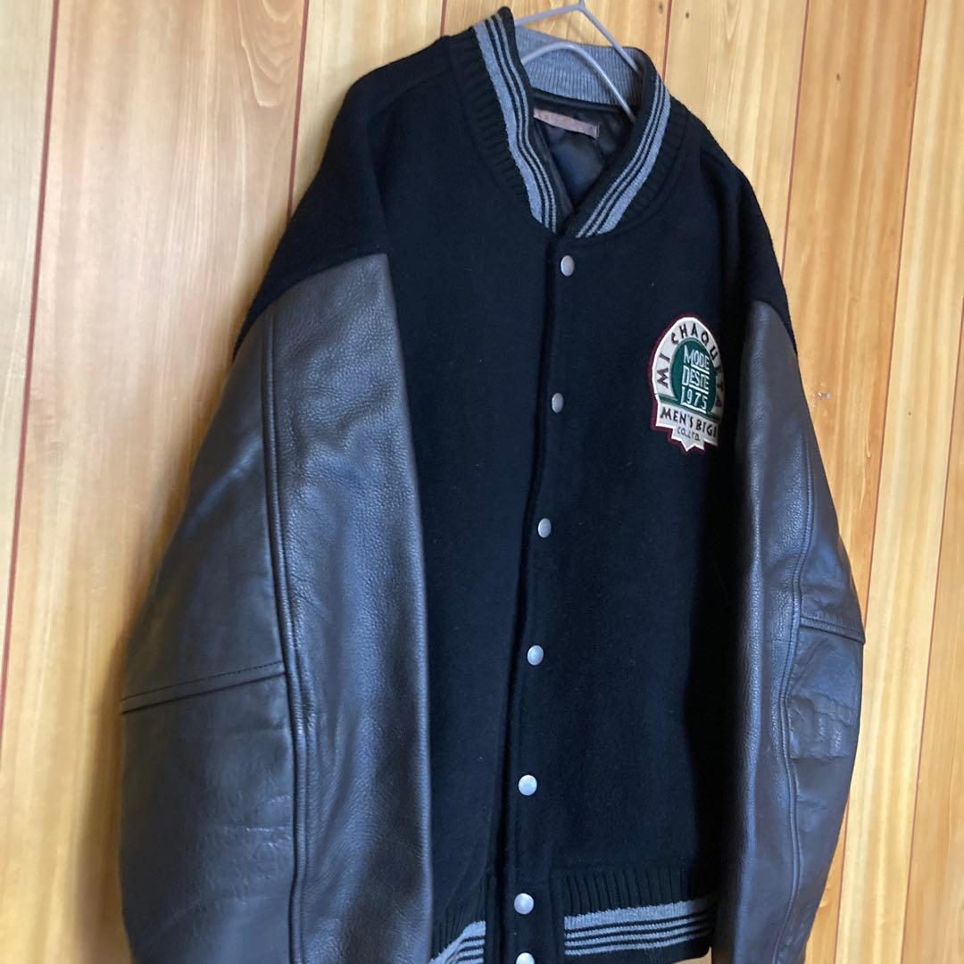 希少XLサイズ　美品　80s MEN’S BIGI 袖レザー　スタジャン