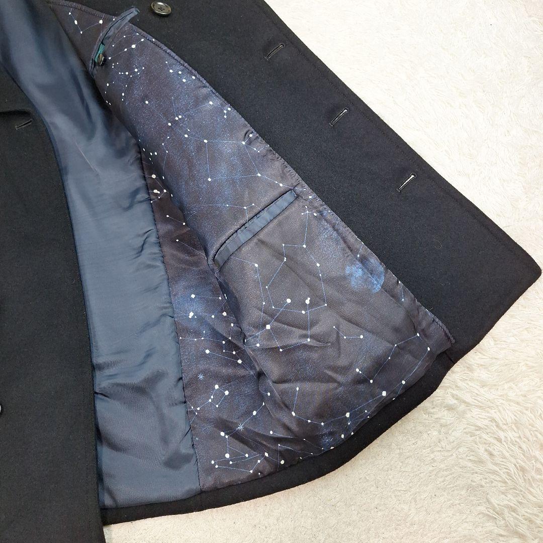 ポールスミス　ピーコート　ウール　ダブル　ブラック　黒　夜空　XL