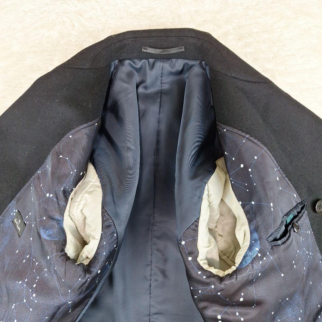 ポールスミス　ピーコート　ウール　ダブル　ブラック　黒　夜空　XL